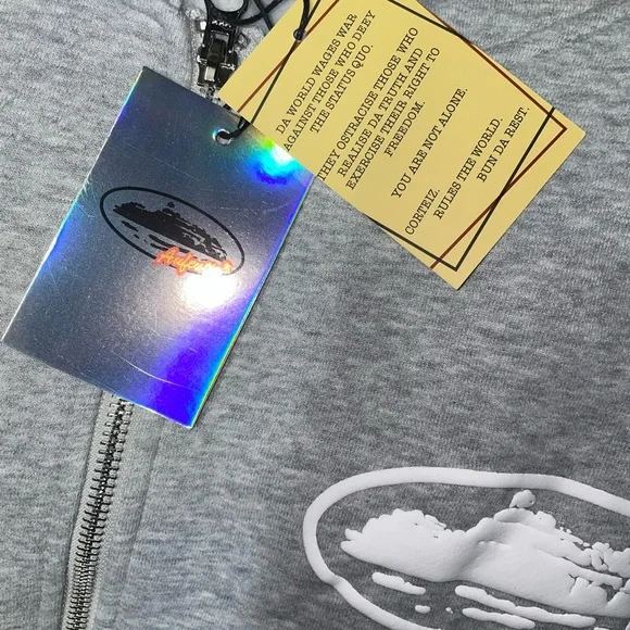 Corteiz Island Puff Print Zip Hoodie – Light Grey (Size M) - Picture 4 of 6